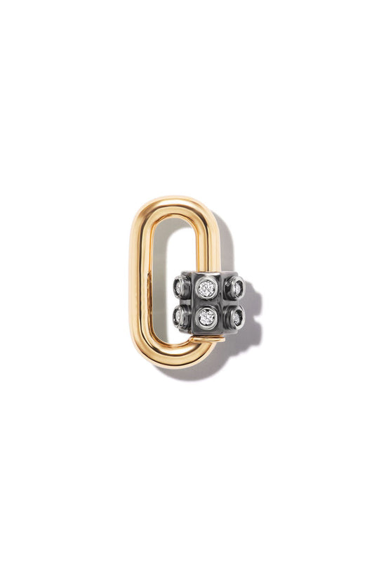 Baby Consuelo Lock - 14k Yellow Gold & White Diamonds Blackened Closure