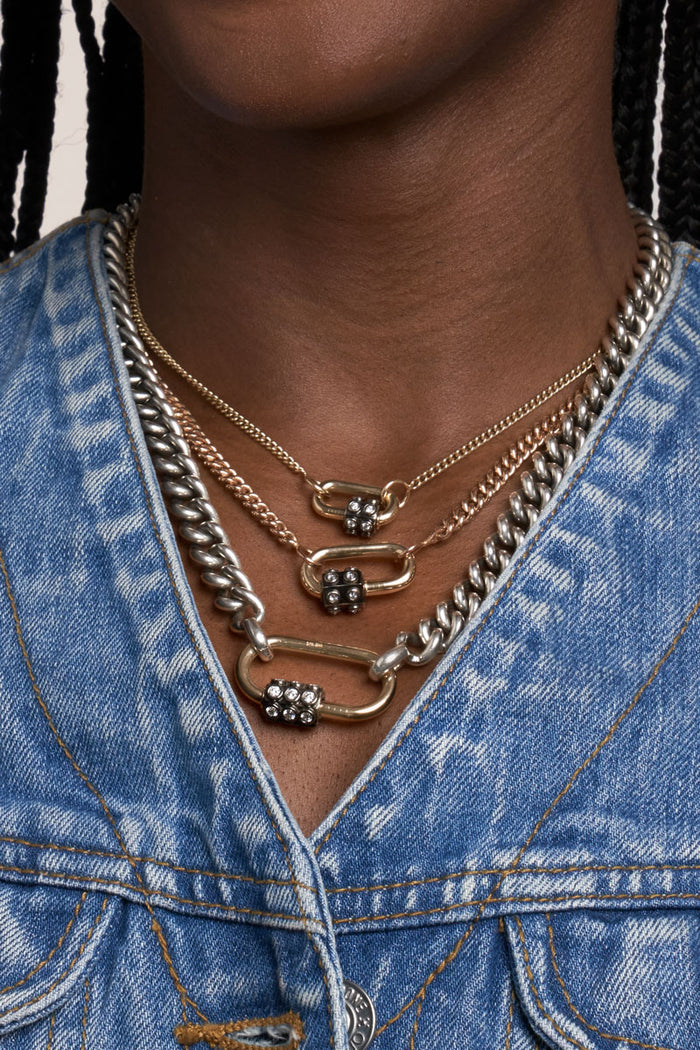 Baby Consuelo Lock - 14k Yellow Gold & White Diamonds Blackened Closure