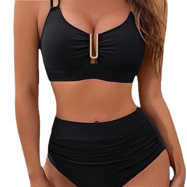 Women’s swimwear lifestyle image with beach-ready backless cut and confident summer styling