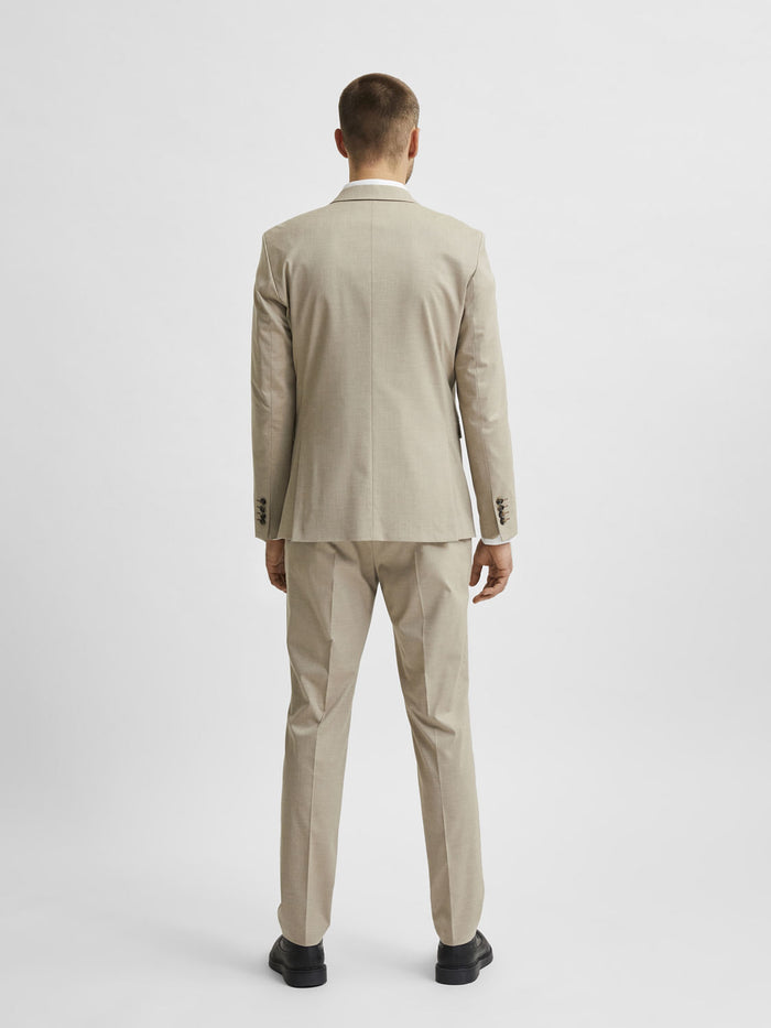 Beige Double Button Suit-Set Blazer