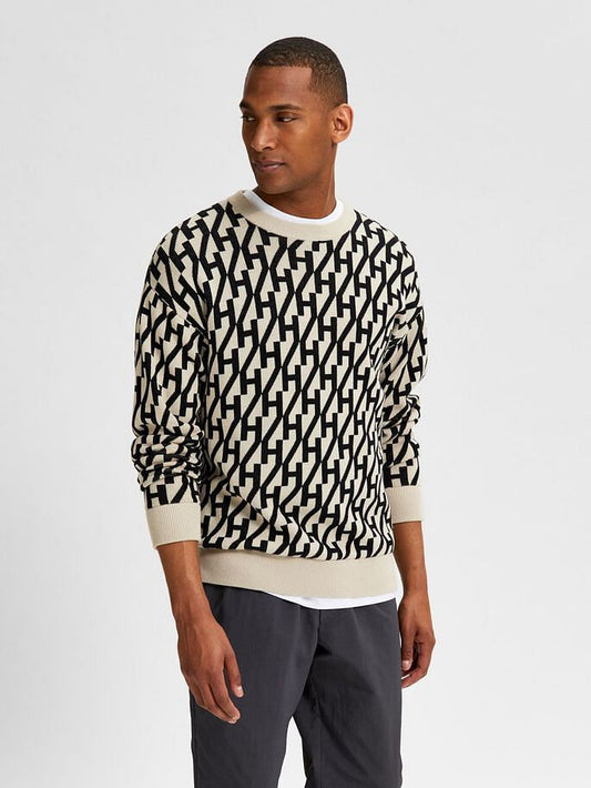 Beige Printed Organic Cotton Pullover