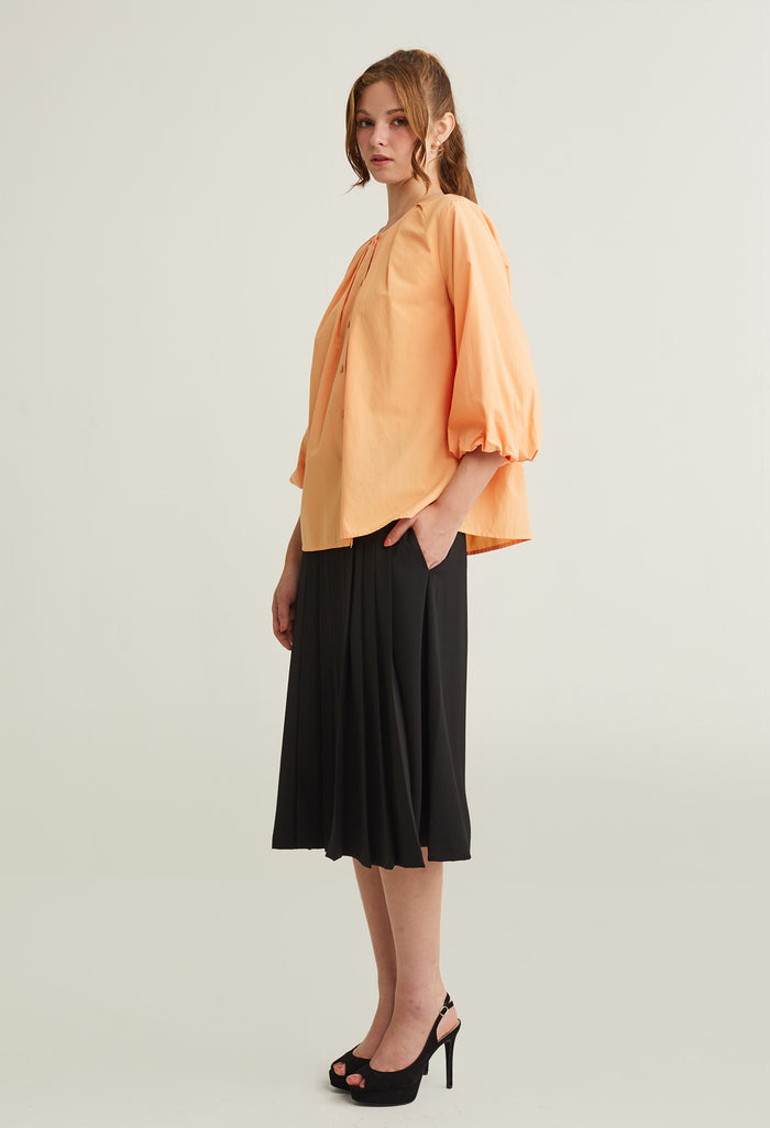 Bell Cuff Button Down 
À La Mode Top