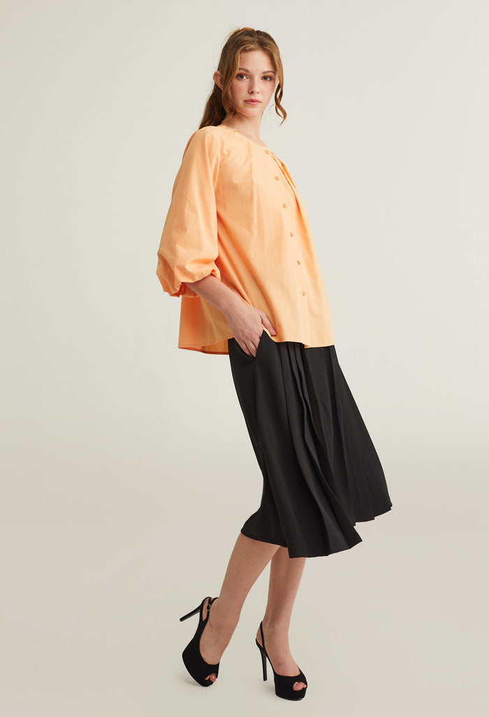 Bell Cuff Button Down 
À La Mode Top