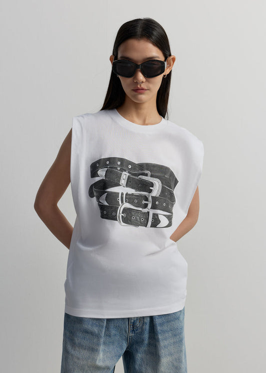BELT GRAPHIC SLEEVELESS TEE