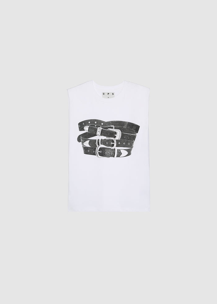 BELT GRAPHIC SLEEVELESS TEE