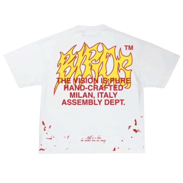 Birds "Anarchy" ivory oversized box T-shirt featuring bold graphic design, short sleeves, and a relaxed fit.