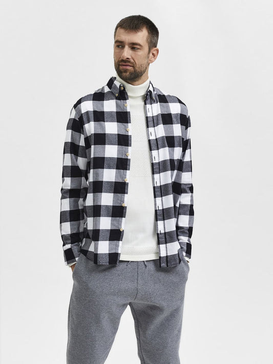 Black Flannel Checked Cotton Shirt