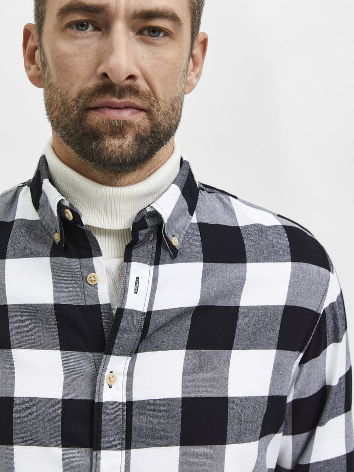 Black Flannel Checked Cotton Shirt