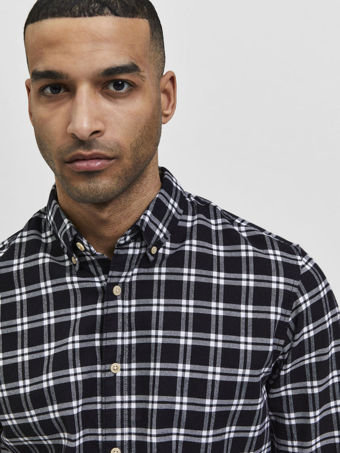 Black Flannel Checked Full Sleeves Shirt