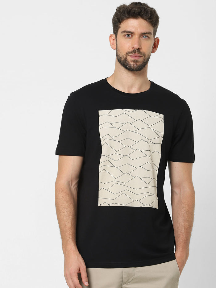 Black Graphic Print Organic Cotton T-Shirt