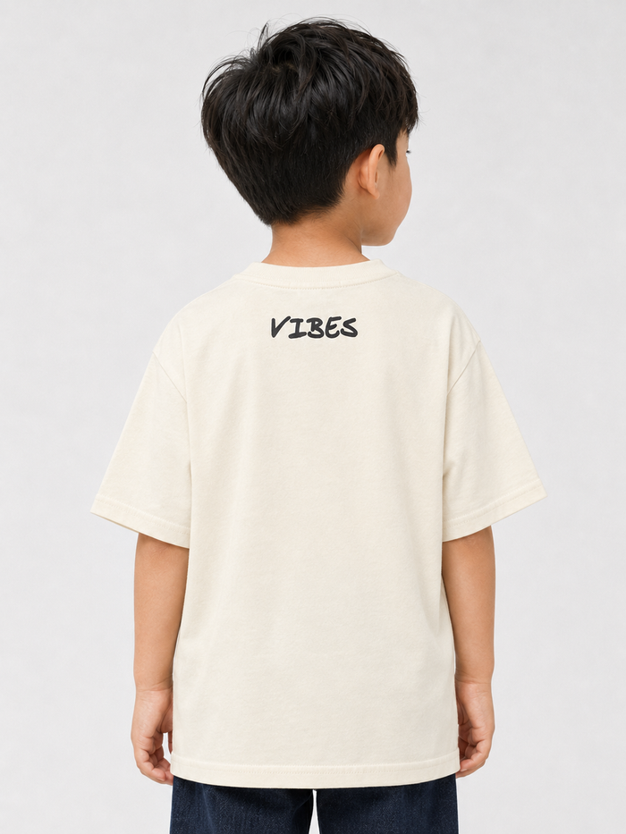 Cream Black Label Kids Vibes T-shirt for children with a casual fit and vibrant graphic design.