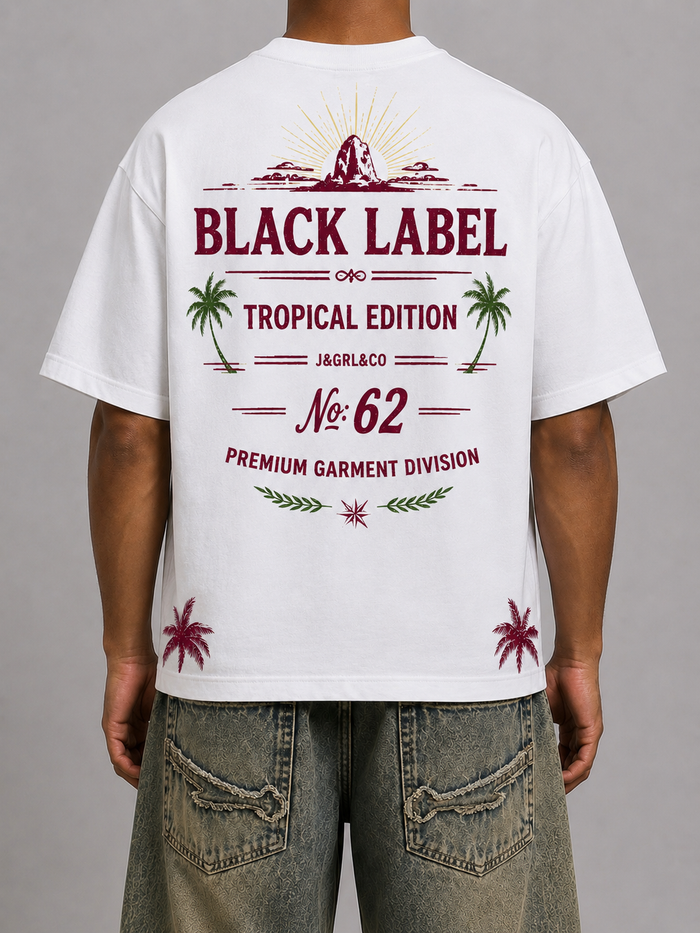 Black Label 'Tropical' T-Shirt In White