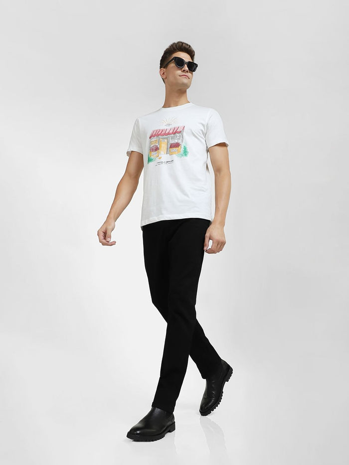 Black Mid Rise Straight Fit Jeans