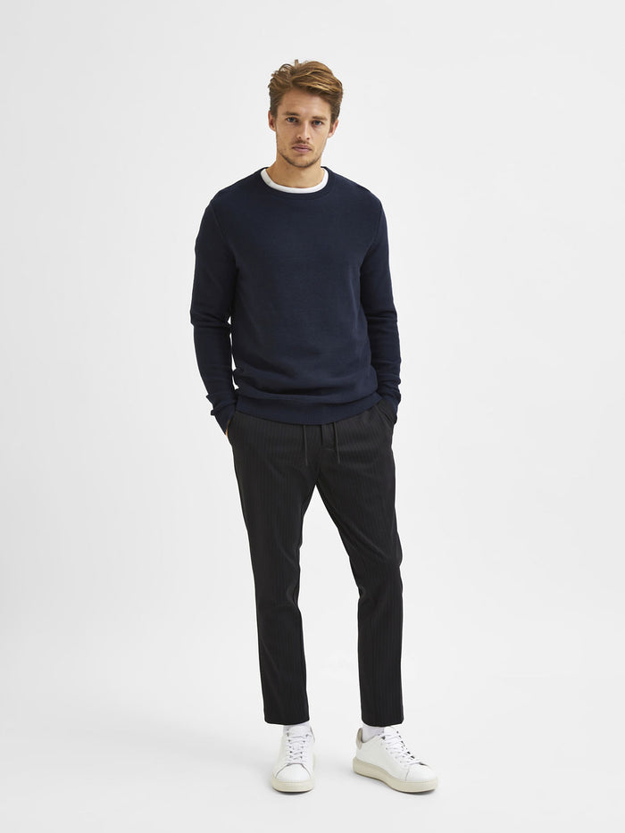 Black Mid Rise Striped Trousers