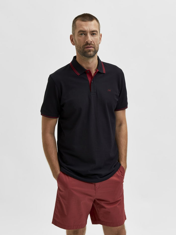 Black Organic Cotton Polo Neck T-Shirt