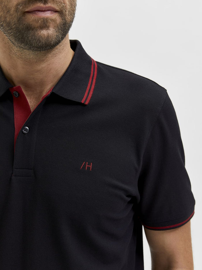 Black Organic Cotton Polo Neck T-Shirt