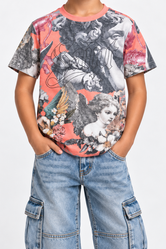 Black Pike Kids 'Saint' T-Shirt In Peach