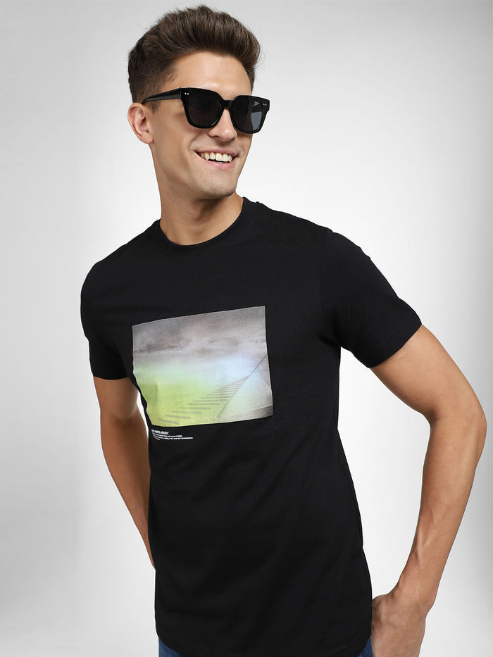 Black Printed Organic Cotton T-Shirt