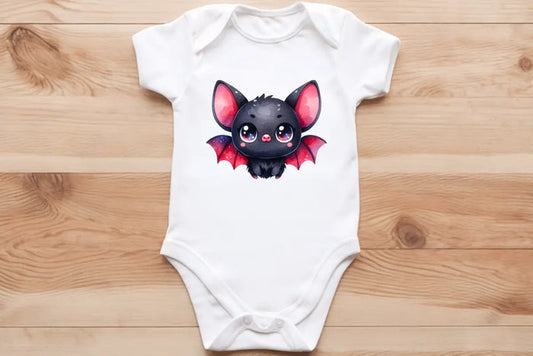 Black & Red bat pup🦇 baby vest🖤🦔 Claxton Creations GB