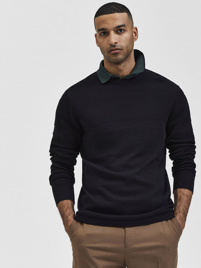 Black Textured Pullover