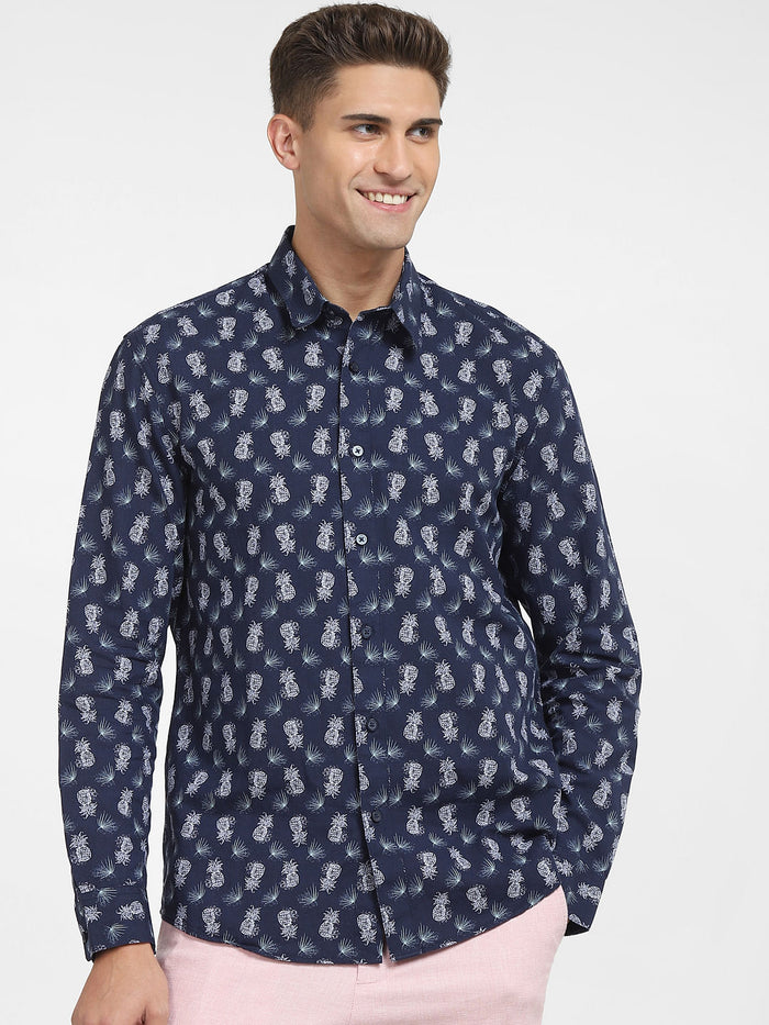 Blue All Over Print Full Sleeves Shirt