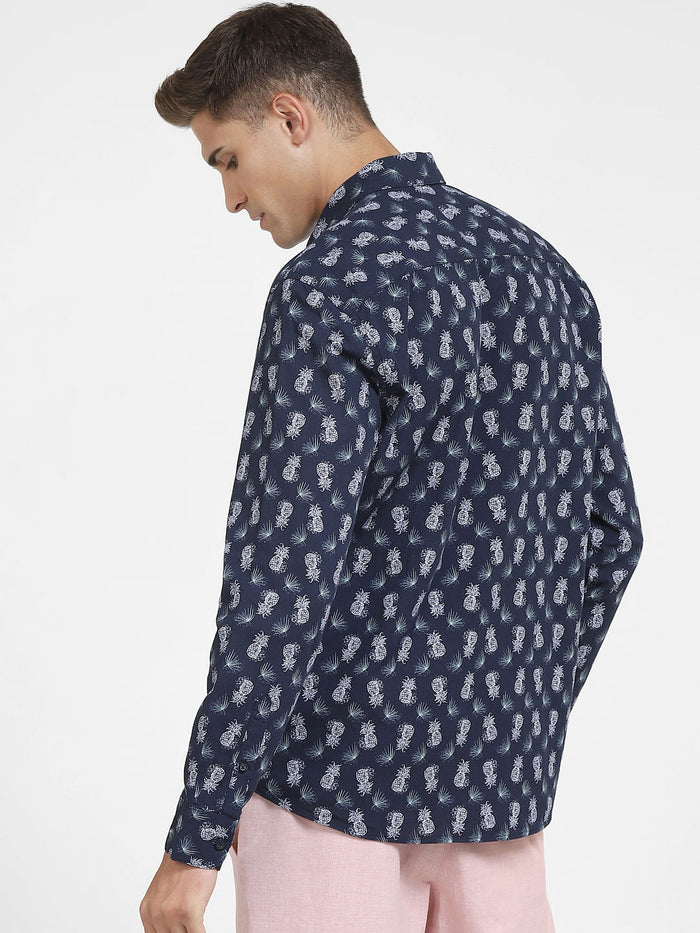 Blue All Over Print Full Sleeves Shirt