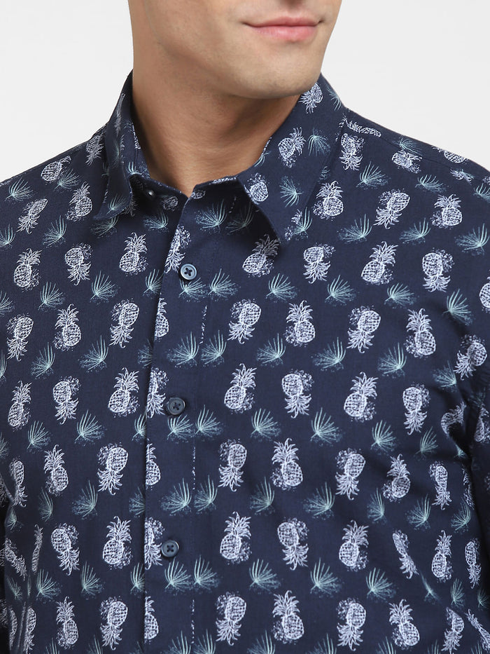 Blue All Over Print Full Sleeves Shirt