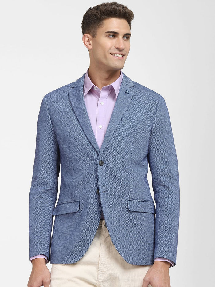 Blue Double Button Formal Blazer