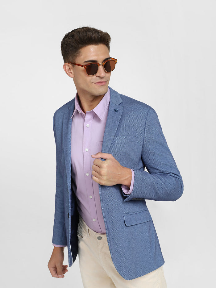 Blue Double Button Formal Blazer