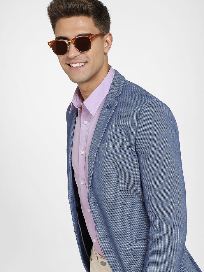 Blue Double Button Formal Blazer