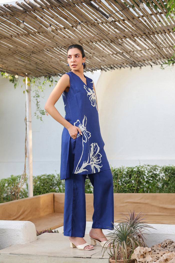 Blue Iris Russian Silk Co-ord Set