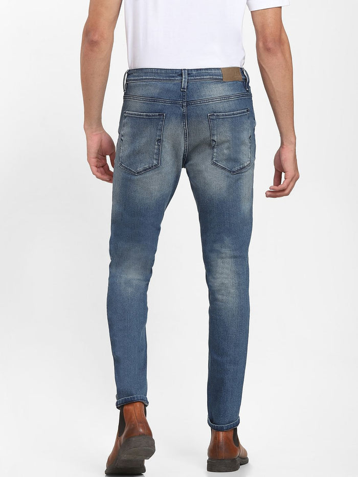 Blue Mid Rise Leon Slim Fit Jeans