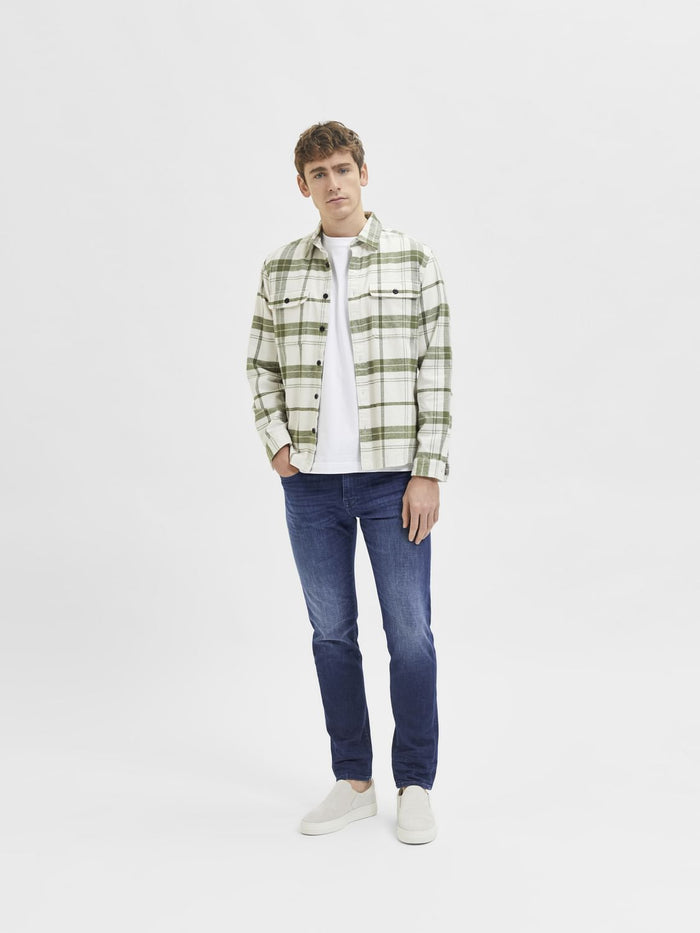 Blue Mid Rise Leon Slim Jeans