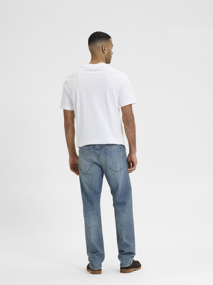 Blue Mid Rise Scott Straight Fit Jeans