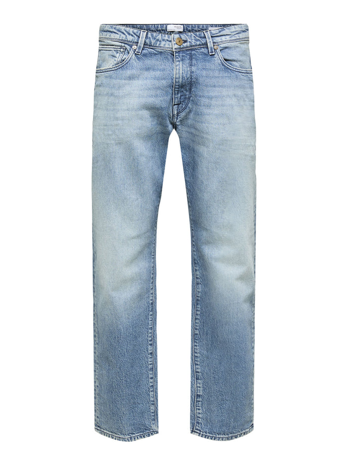 Blue Mid Rise Scott Straight Fit Jeans