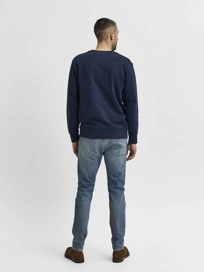 Blue Mid Rise Washed Leon Leo Slim Fit Jeans