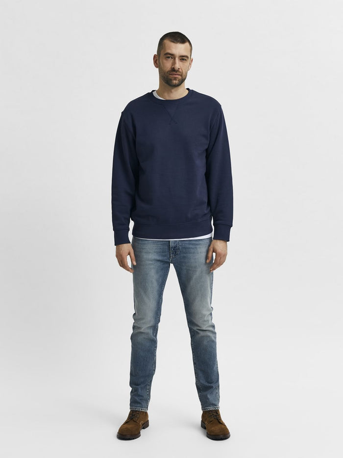 Blue Mid Rise Washed Leon Leo Slim Fit Jeans