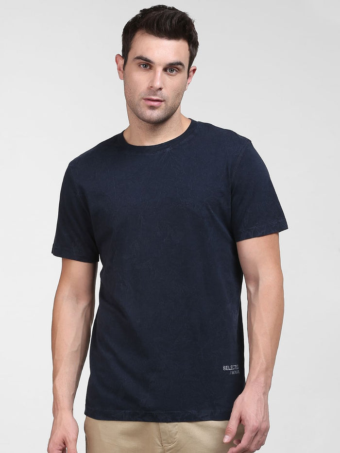 Blue Organic Cotton Crew Neck T-Shirt