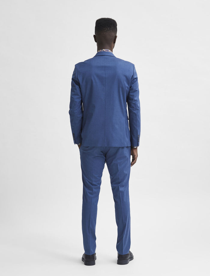 Blue Solid Slim Fit Suit Blazer