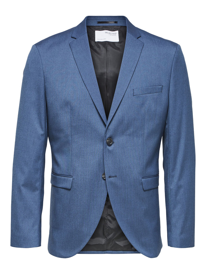 Blue Solid Slim Fit Suit Blazer