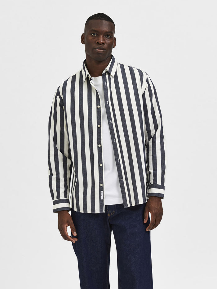 Blue Striped Full Sleeves Shirt