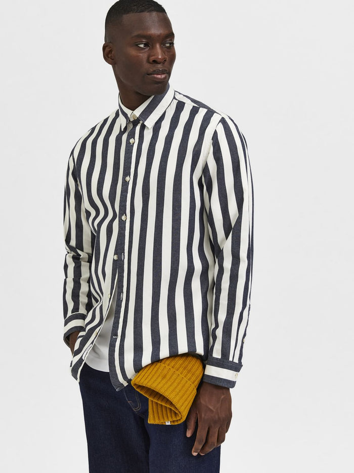 Blue Striped Full Sleeves Shirt