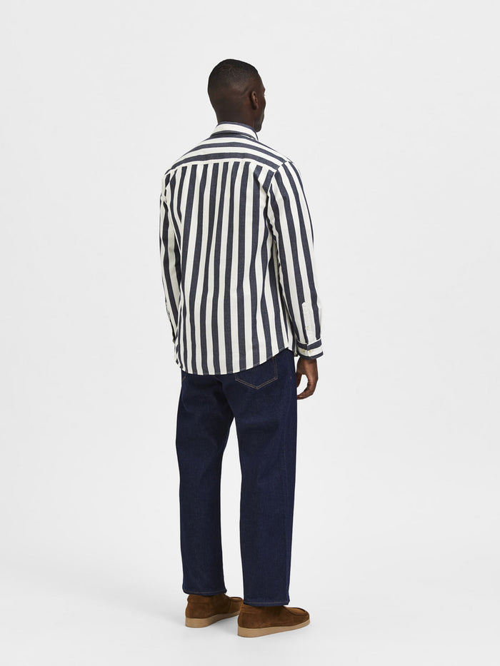 Blue Striped Full Sleeves Shirt
