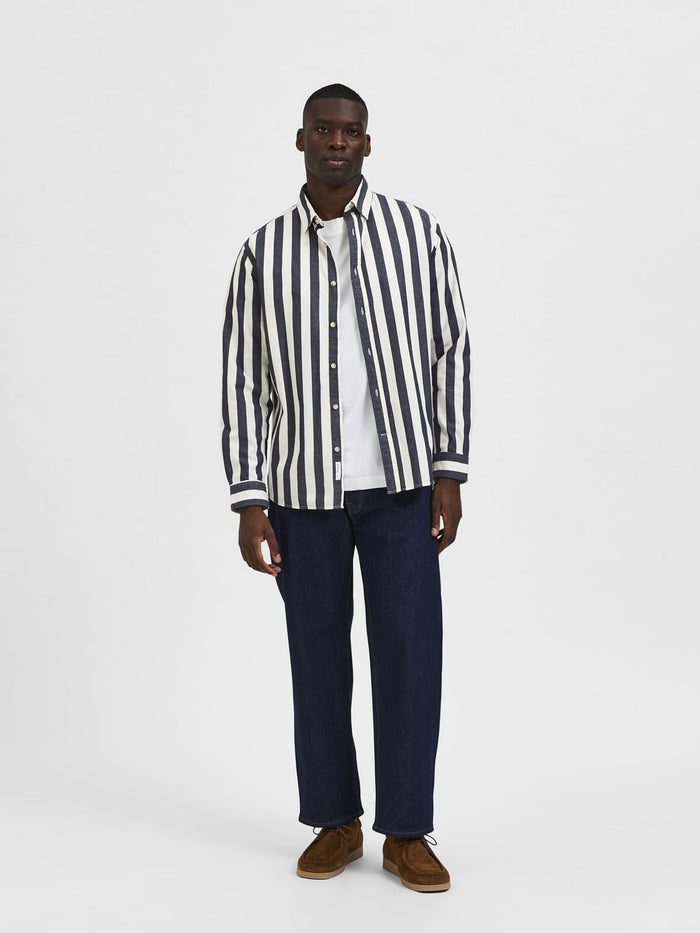 Blue Striped Full Sleeves Shirt