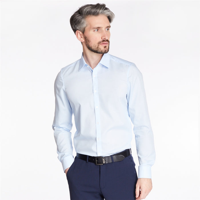 Body Fit Easy Iron Shirt in Blue