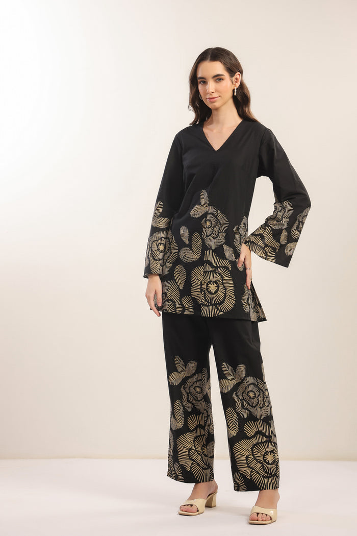 Bold Botanica Black Cotton Co-ord Set