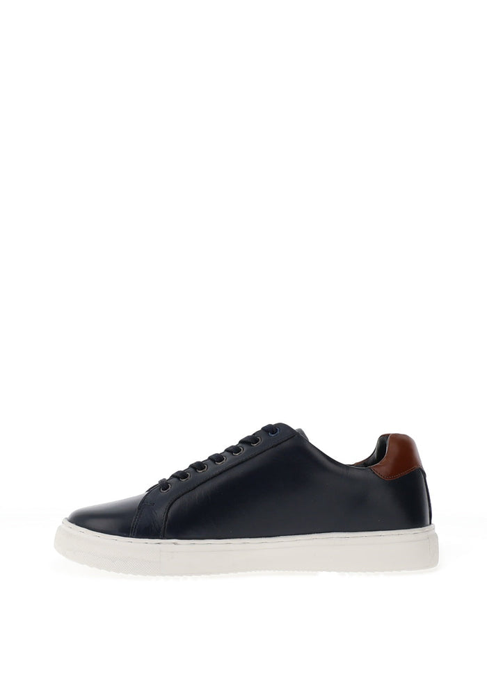 Bolt Leather Trainers in Navy