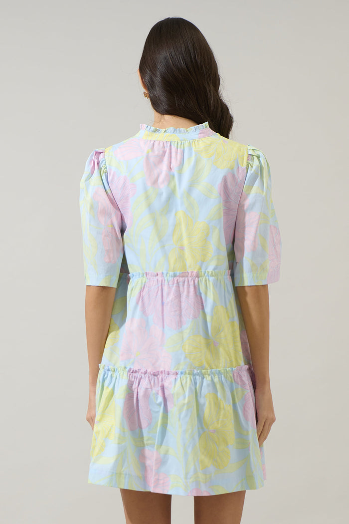 Brisa Floral Dixie Split Neck Shift Dress