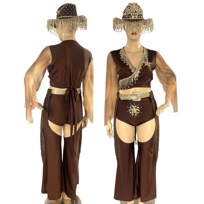 Brown and Gold Cowgirl Sheriff Costume