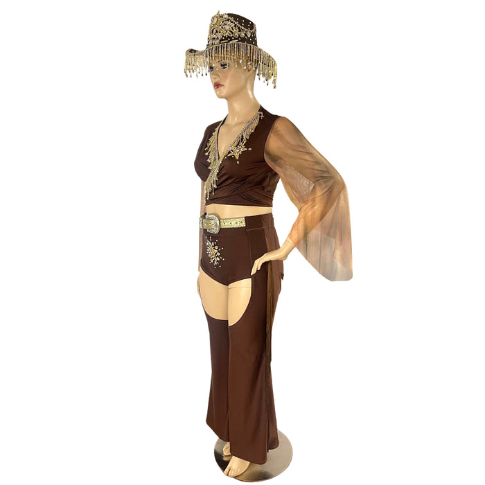 Brown and Gold Cowgirl Sheriff Costume